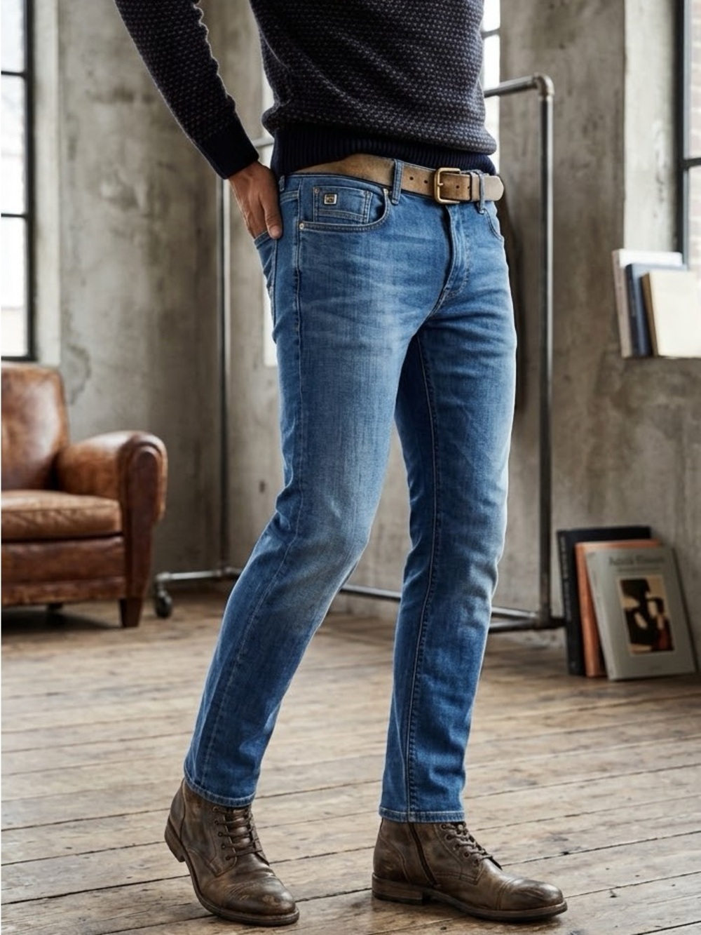 Scotch & Soda Slim Straight Jeans in Faded Blue Wash